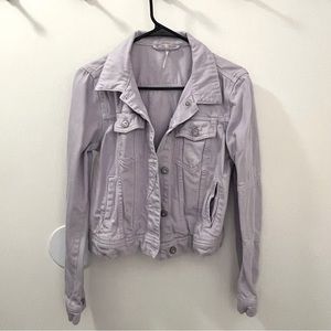 Free People Cropped Lavender Denim Jacket